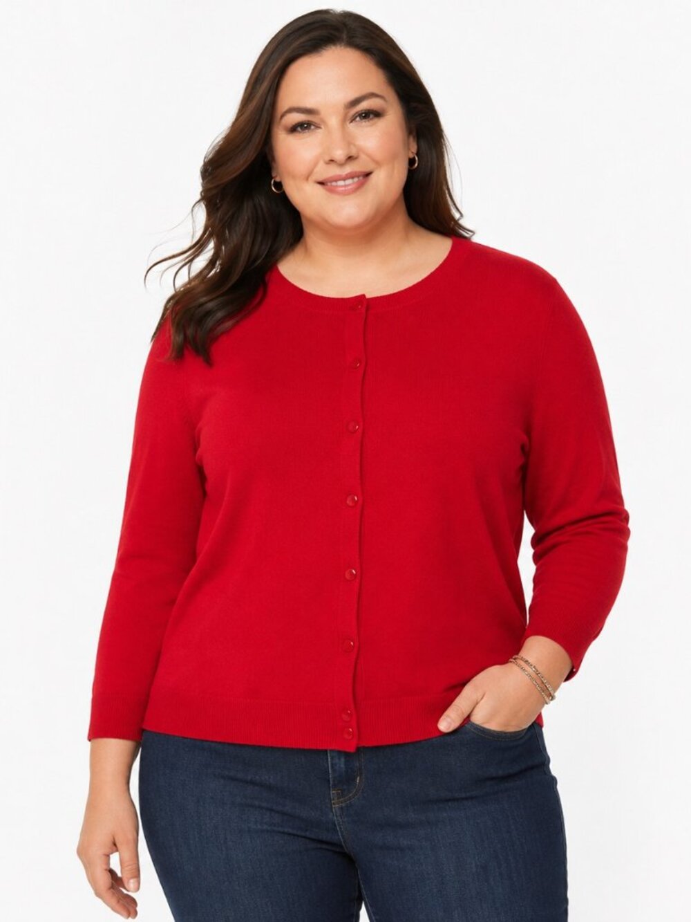 Talbots Red Cardigan Sweater Women’s 2X Plus Size Long Sleeve Button Front Knit